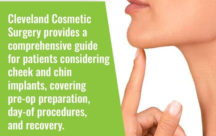 Patient touching chin while considering cheek and chin implants at Cleveland Cosmetic Surgery consultation